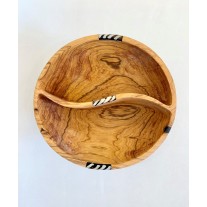 Divided olive wood bowl